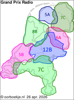 in Friesland op kanaal 5A
in Groningen en Drenthe op kanaal 7C
in Overijssel op kanaal 6A
in Utrecht en Gelderland op kanaal 12B
in Noord-Brabant en Limburg op kanaal 7C
in Noord-Holland en Flevoland op kanaal 8B
in Zuid-Holland en Zeeland op kanaal 5B 