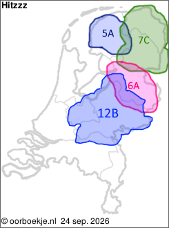 in Friesland op kanaal 5A
in Groningen en Drenthe op kanaal 7C
in Overijssel op kanaal 6A
in Utrecht en Gelderland op kanaal 12B